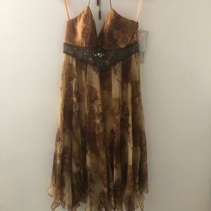 Sue Wong Yanna Short Dress Brown Size 6 NWT